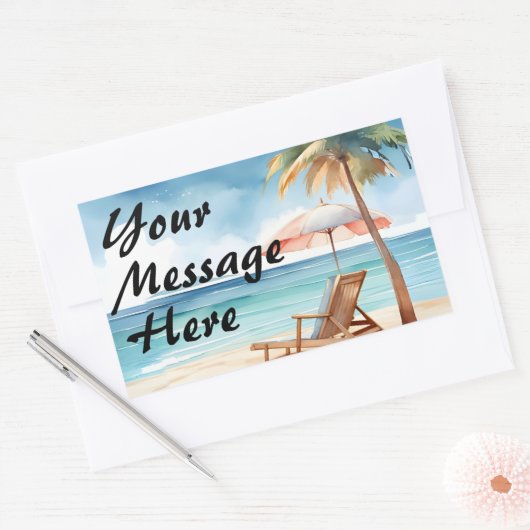 Tropisch strand rechthoekige sticker (Envelop)