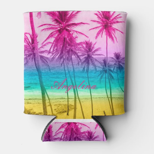 Tropisch strand regenboogfilter blikjeskoeler (Voorkant)