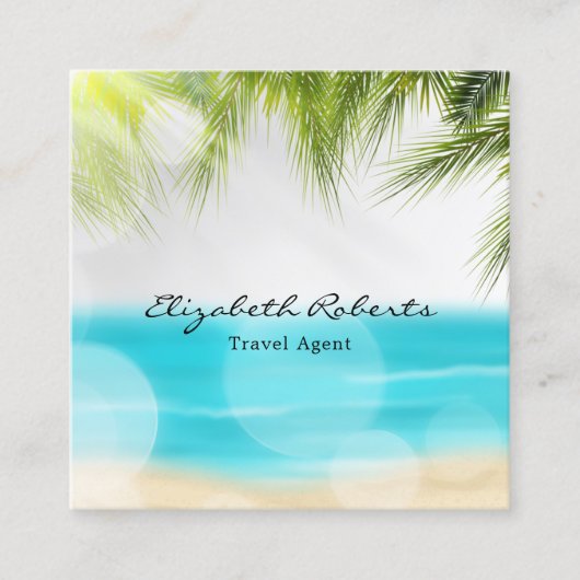 Tropisch strand reisagent vierkante visitekaartje (Voorkant)