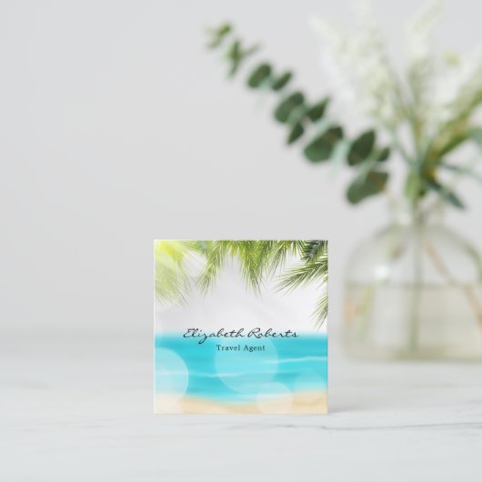 Tropisch strand reisagent vierkante visitekaartje (Staand voorkant)