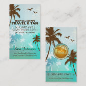 Tropisch strand reizen en Tan Visitekaartje blauw (Voorkant / Achterkant)