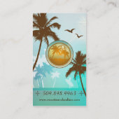 Tropisch strand reizen en Tan Visitekaartje blauw (Achterkant)