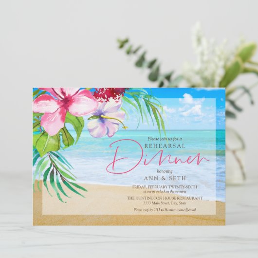 Tropisch strand repetitie diner kaart (Staand voorkant)