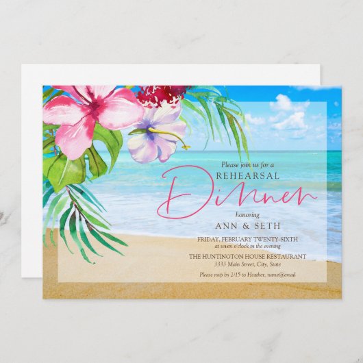 Tropisch strand repetitie diner kaart (Voorkant / Achterkant)