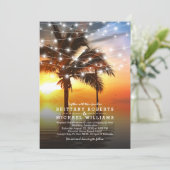 Tropisch strand Romantic Sunset Weddenschap Kaart (Staand voorkant)