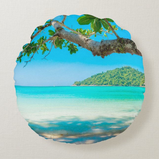 Tropisch strand rond kussen (Voorkant)