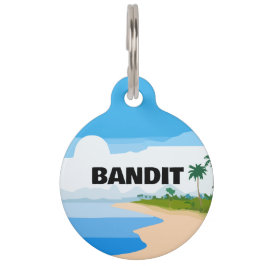 Tropisch strand ronde halsbandlabel huisdierpenning