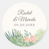 Tropisch strand ronde sticker (Voorkant)