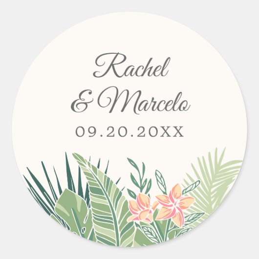 Tropisch strand ronde sticker (Voorkant)