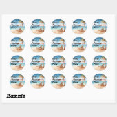 Tropisch strand ronde sticker (Vel)