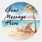 Tropisch strand ronde sticker (Voorkant)