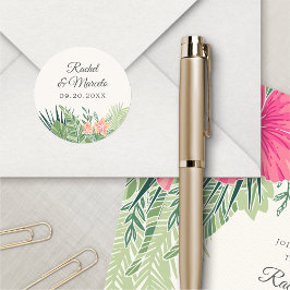 Tropisch strand ronde sticker