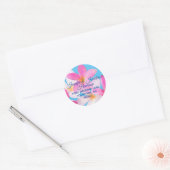Tropisch strand roze bloem zee blauw retouradres ronde sticker (Envelop)