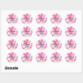 Tropisch Strand Roze Bloemige Dankjewel Bruiloft Ronde Sticker (Vel)