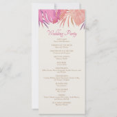 Tropisch strand roze bruiloft programma (Achterkant)