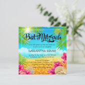 Tropisch strand Roze Hibiscus Bat Mitzvah Kaart (Staand voorkant)