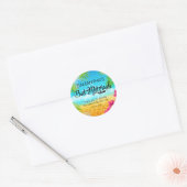 Tropisch strand Roze Hibiscus Bat Mitzvah Ronde Sticker (Envelop)