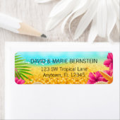 Tropisch strand Roze Hibiscus Etiket (Insitu)