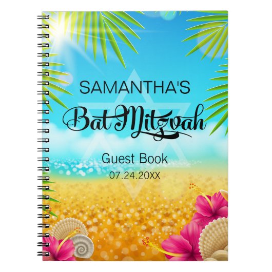 Tropisch strand Roze Hibiscus Guest Book Notitieboek (Voorkant)