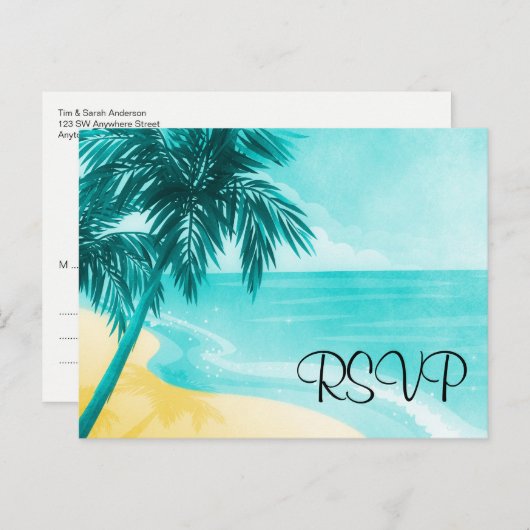 Tropisch strand RSVP Uitnodiging Briefkaart (Voorkant / Achterkant)