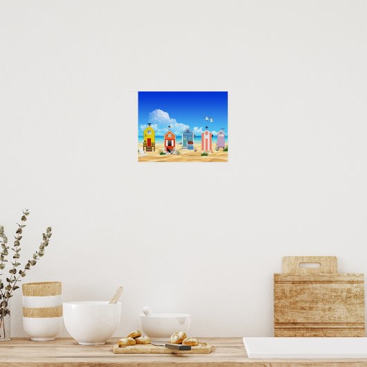 Tropisch strand Sand Huts Poster (Keuken)