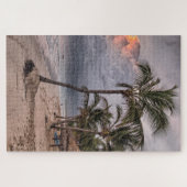 Tropisch strand Sand Palms Sunset Legpuzzel (Horizontaal)