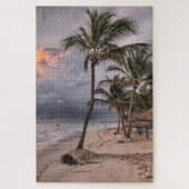 Tropisch strand Sand Palms Sunset Legpuzzel (Verticaal)