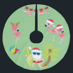 Tropisch strand Santa en Flamingo's Kerstboom Rok<br><div class="desc">Dit ontwerp is gemaakt door middel van digitale kunst. Het kan worden gepersonaliseerd in het gebied dat is voorzien Contact met mij opnemen op colorflowcreations@gmail.com als u dit ontwerp op een ander product wilt gebruiken. Koop mijn oorspronkelijke abstracte acrylschilderij te koop op www.etsy.com/shop/colorflowart. Zie meer van mijn creaties of volg...</div>