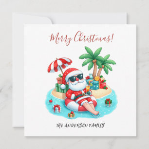 Tropisch strand Santa Kerstmis Kaart