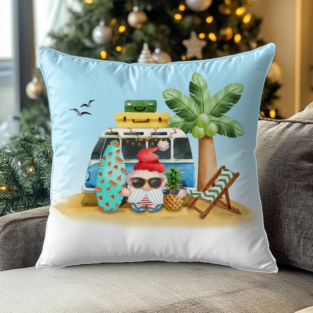 Tropisch strand Santa palmen Kerstmis Kussen (Creator heeft geüpload)