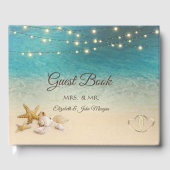 Tropisch strand sashells Hearts Wedden Gastenboek (Voorkant)