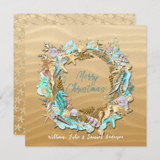 Tropisch strand Sashells Sand Dollar Feestdagenkaart (Voorkant / Achterkant)