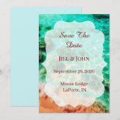 Tropisch strand Save-the-date-aankondiging (Voorkant / Achterkant)