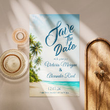 Tropisch strand Save the Date trouwuitnodiging