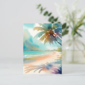 Tropisch strand scène briefkaart (Staand voorkant)