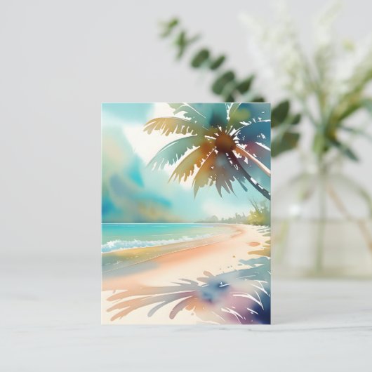 Tropisch strand scène briefkaart (Staand voorkant)