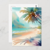 Tropisch strand scène briefkaart (Voorkant / Achterkant)