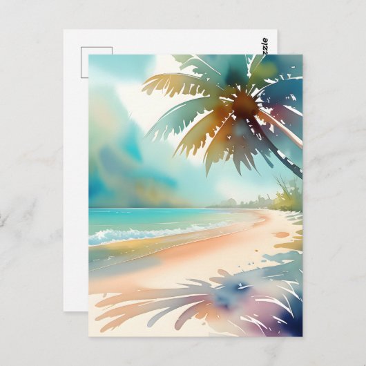 Tropisch strand scène briefkaart (Voorkant / Achterkant)