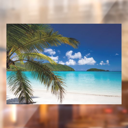 Tropisch strand scène raamsticker (Vel 2)