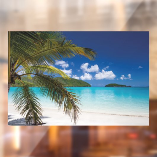 Tropisch strand scène raamsticker (Vel 2)