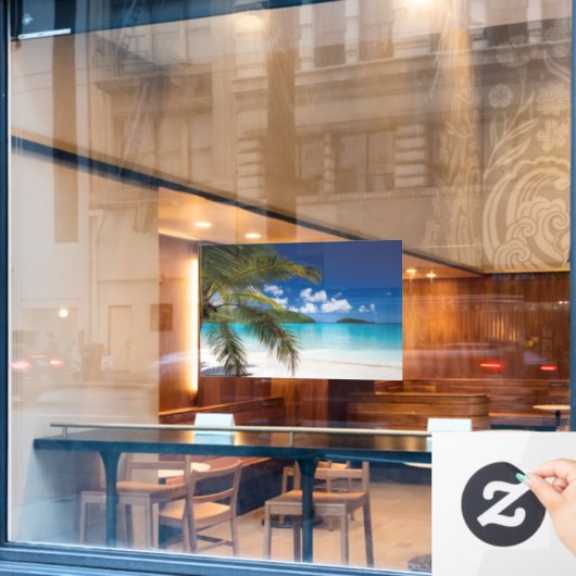 Tropisch strand scène raamsticker (Cafe Raam)