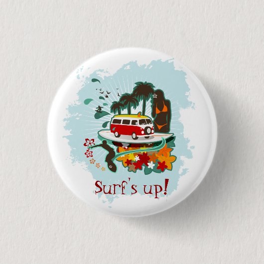 Tropisch strand scène ronde button 3,2 cm (Voorkant)