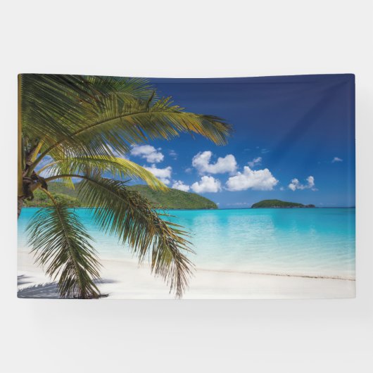 Tropisch strand scène spandoek (Horizontaal)