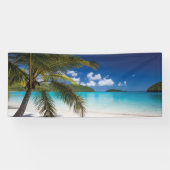 Tropisch strand scène spandoek (Horizontaal)