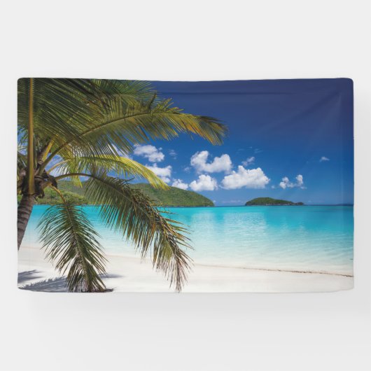 Tropisch strand scène spandoek (Horizontaal)