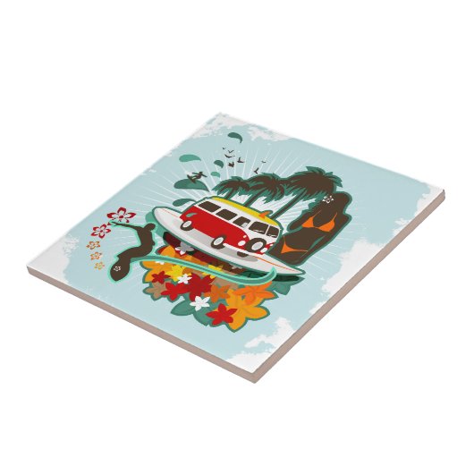 Tropisch strand scène tegeltje (Zijkant)