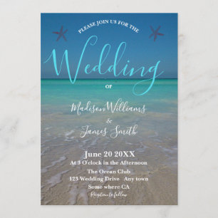Tropisch strand Scene White Sands Modern Wedding Kaart