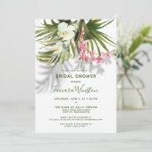 Tropisch strand Schaduw Greenery Pink Floral Showe Kaart (Staand voorkant)