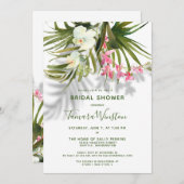 Tropisch strand Schaduw Greenery Pink Floral Showe Kaart (Voorkant / Achterkant)