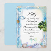 Tropisch strand schelp bruidsmeisje van eer kaart (Voorkant / Achterkant)